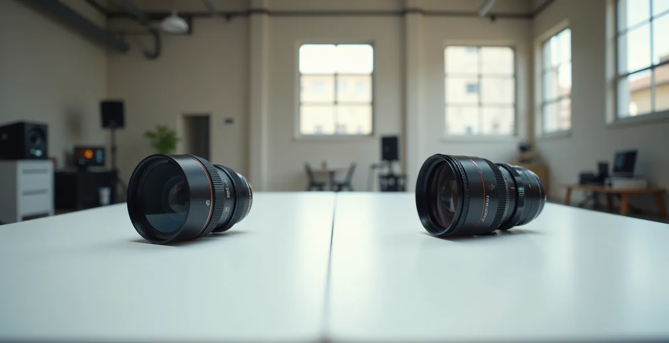 Comparación visual entre lentes anamórficas y esféricas en un set de producción española