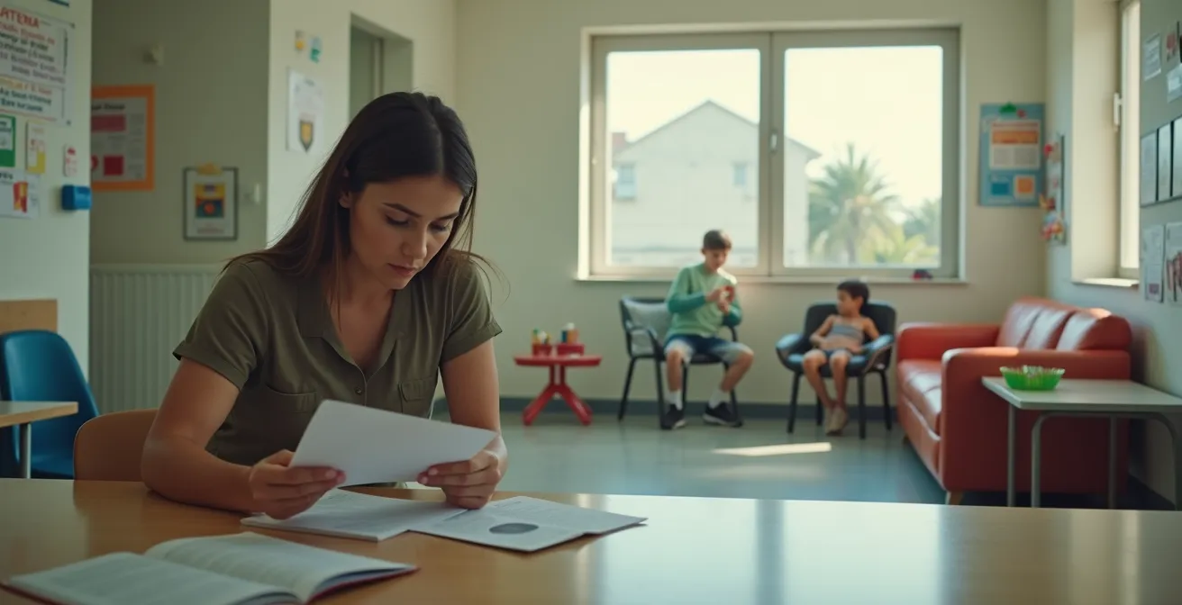Coordinador de bienestar supervisando el entorno seguro de un menor en un set de rodaje