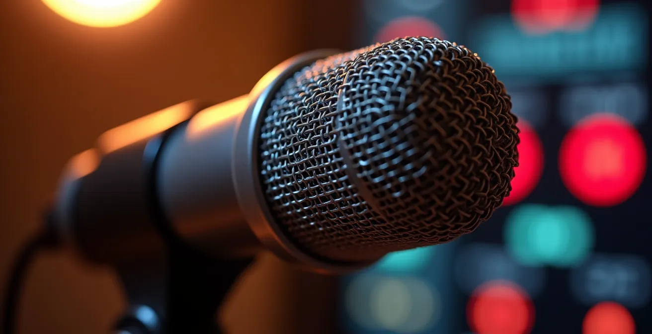 Configuración profesional de estudio para streaming de radio matinal