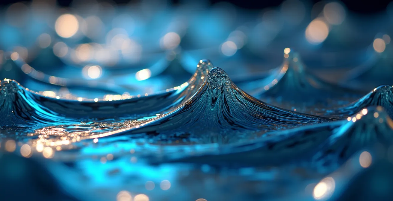 Detalle macro de ondas de frecuencia representando picos de audiencia