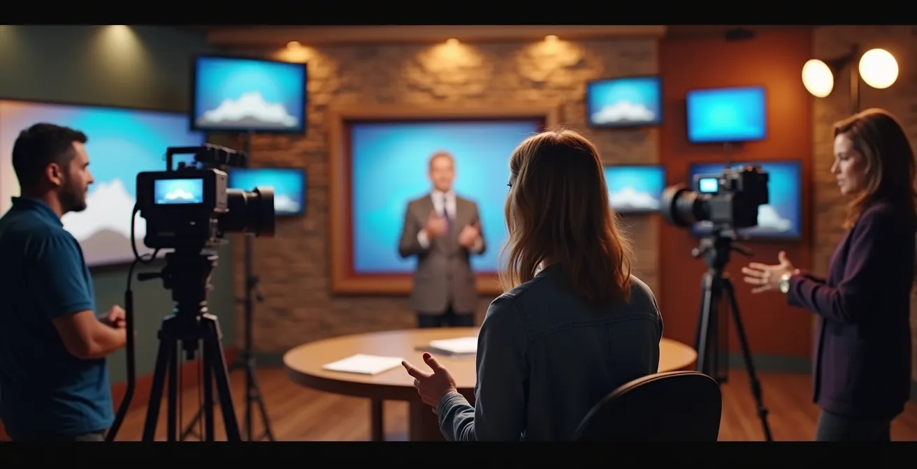 Estudio de televisión local con equipamiento profesional para producción de contenidos